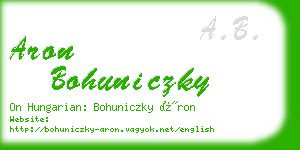 aron bohuniczky business card